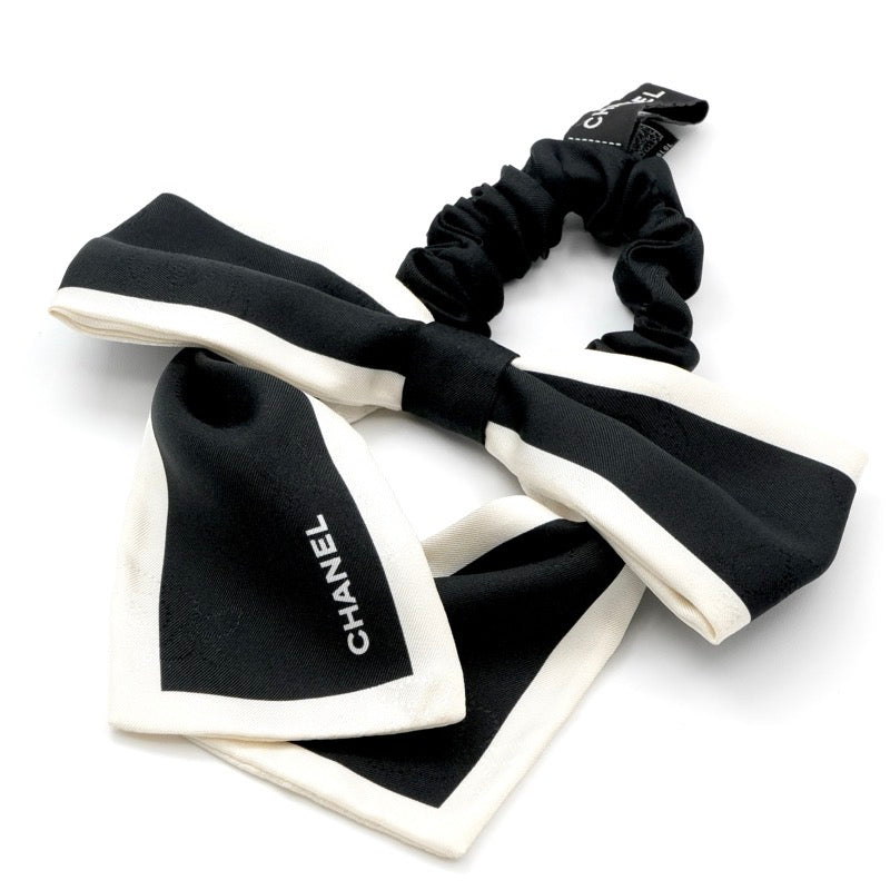 CHANEL リボン付きヘアゴム 黒/白 シャネル CHANEL ヘアアクセサリー