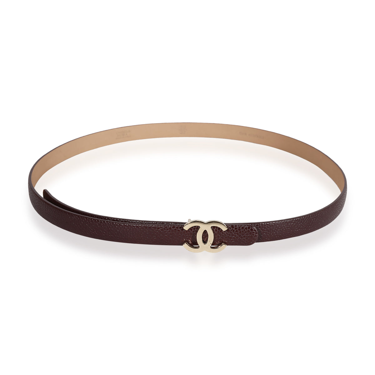 Chanel Burgundy Caviar Leather Thin CC Belt | myGemma | Item #121889