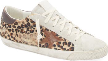 Golden Goose Super-Star Leopard Print Genuine Calf Hair Sneaker