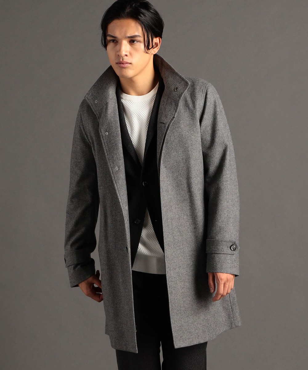 canal deux Luxe】ウールブレンドピンヘッド スタンドカラーコート