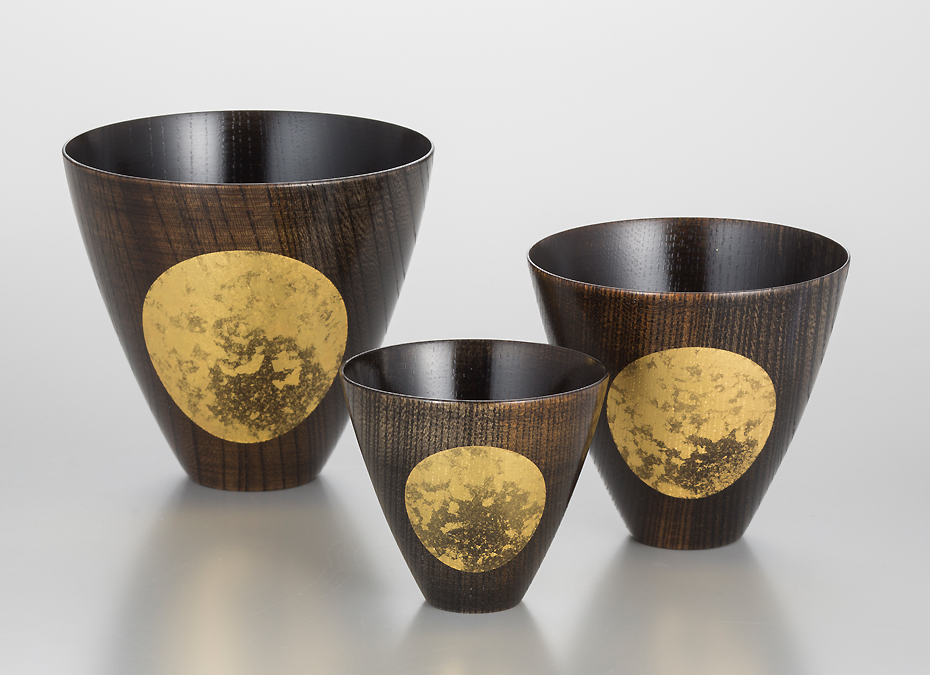 箔一】おぼろ月カップ(漆) 〜金箔（金沢箔）の酒器・小鉢〜 - 日本製