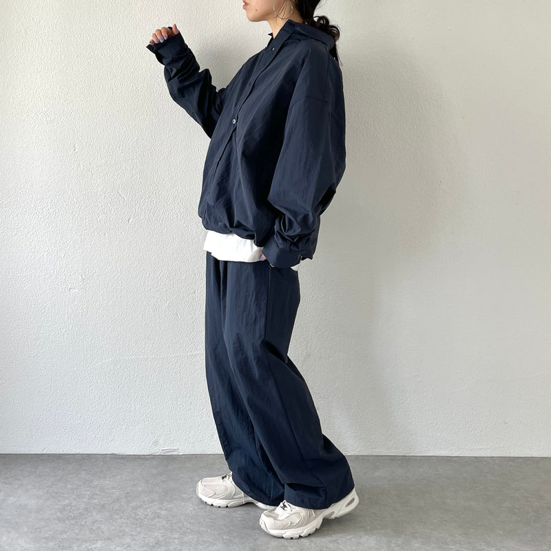 loose silhouette nylon shirt set up / navy（ルーズシルエット
