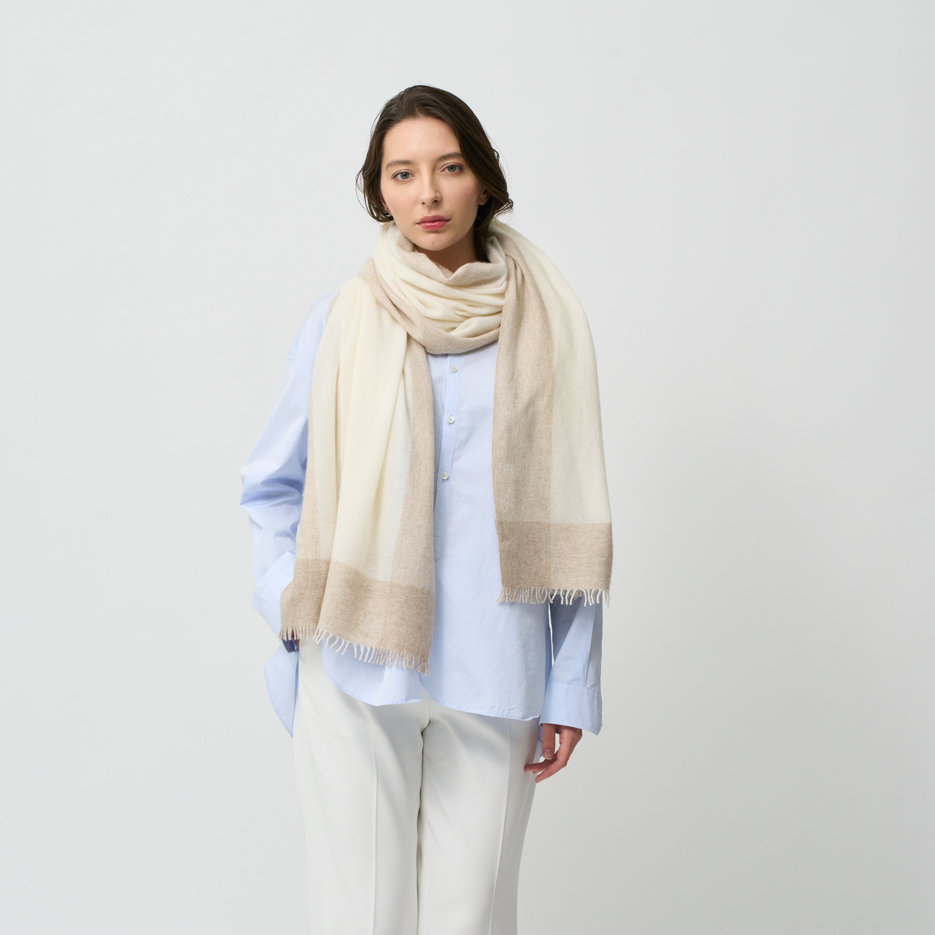 baby cashmere fulled soft stole(ベビーカシミヤソフト糸縮絨ストール)