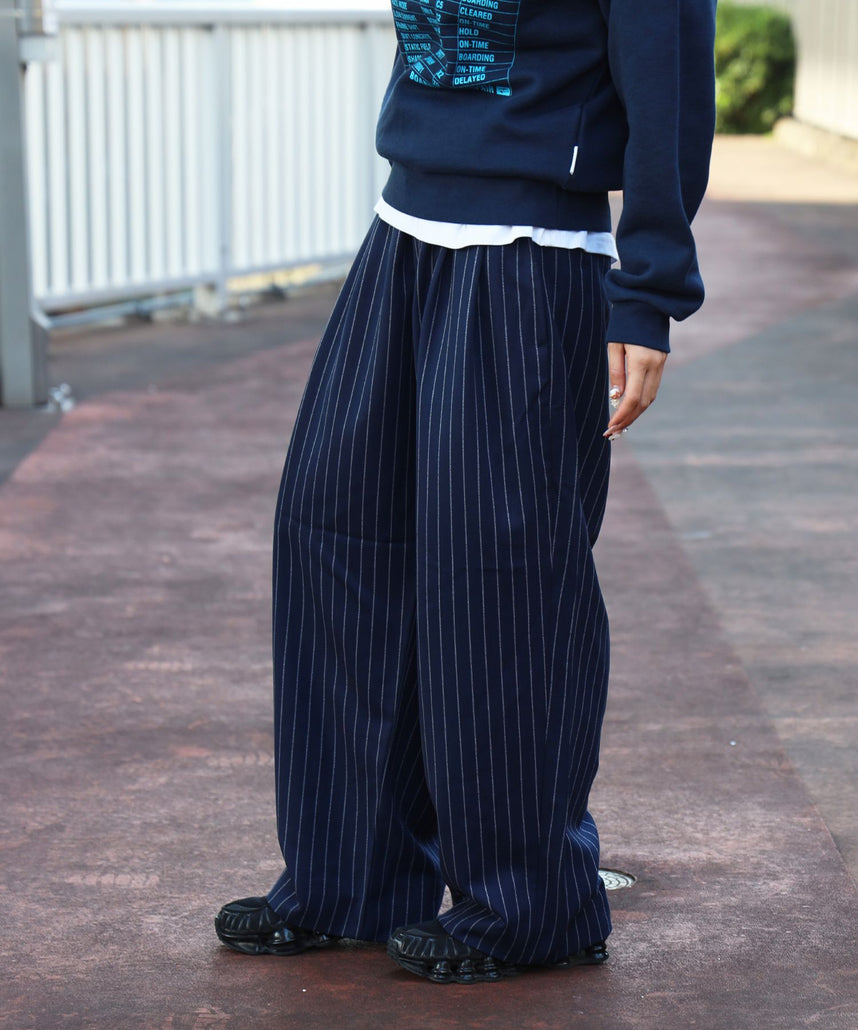 FFEIN(フェイン)】ストライプワイドタックパンツ / スラックス パンツ
