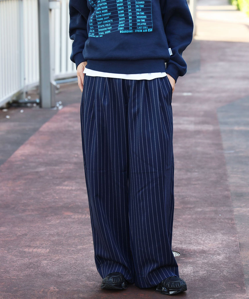 FFEIN(フェイン)】ストライプワイドタックパンツ / スラックス パンツ
