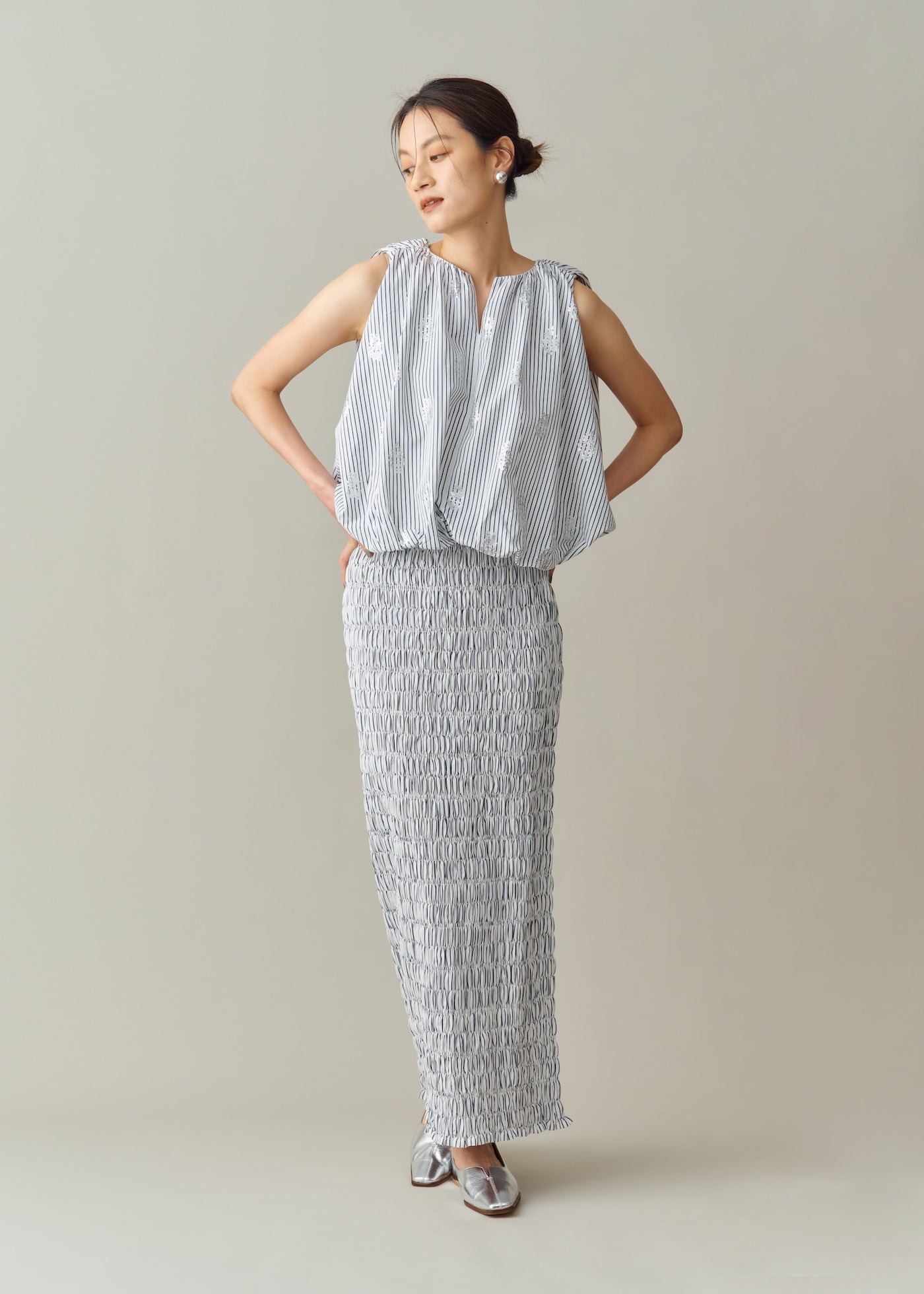 Poplin Foil Print Balloon Top | Pasand by ne Quittez pas | パサン