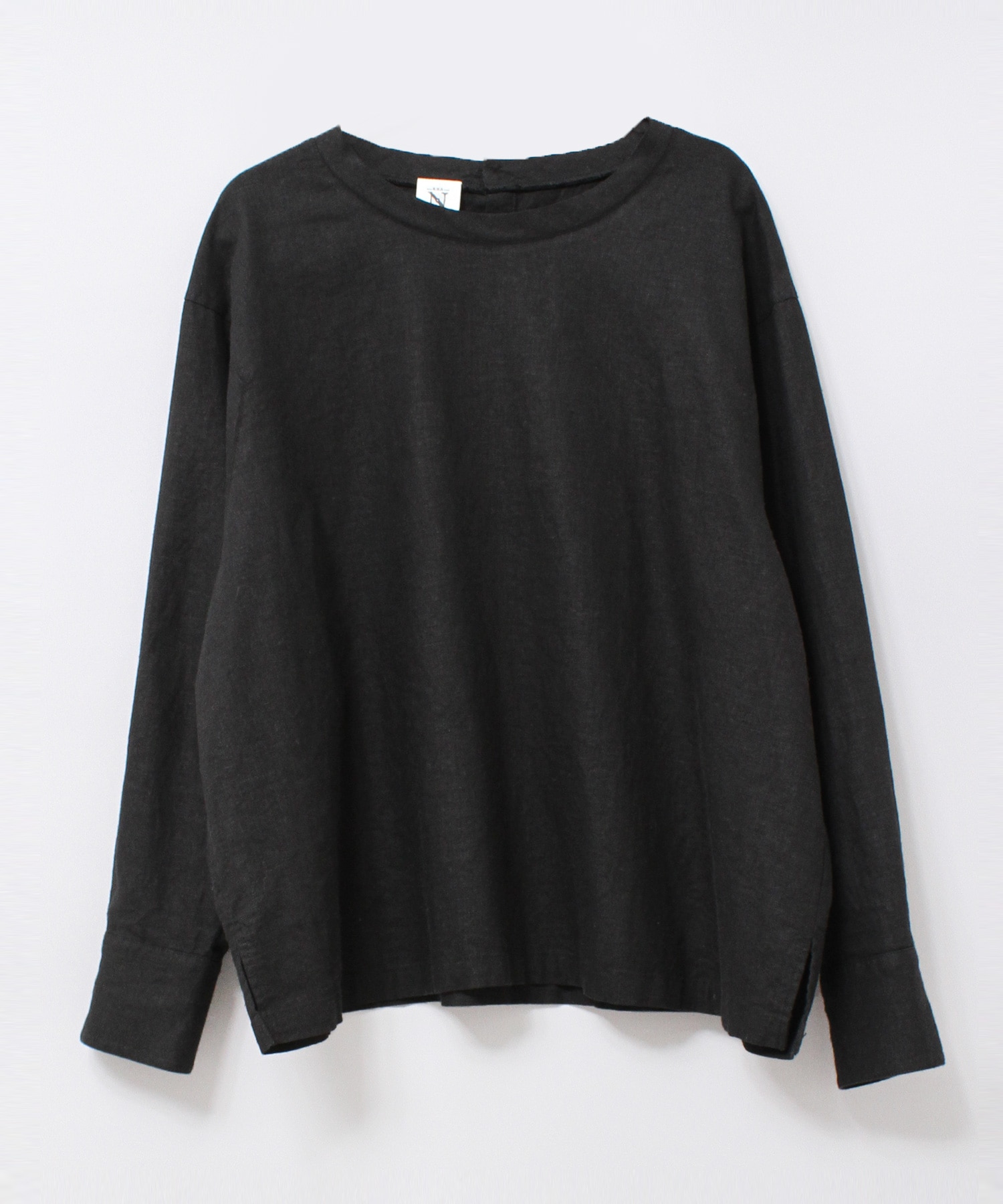 B2787 リネンレーヨンプルオーバーブラウス(M ブラック): トップス