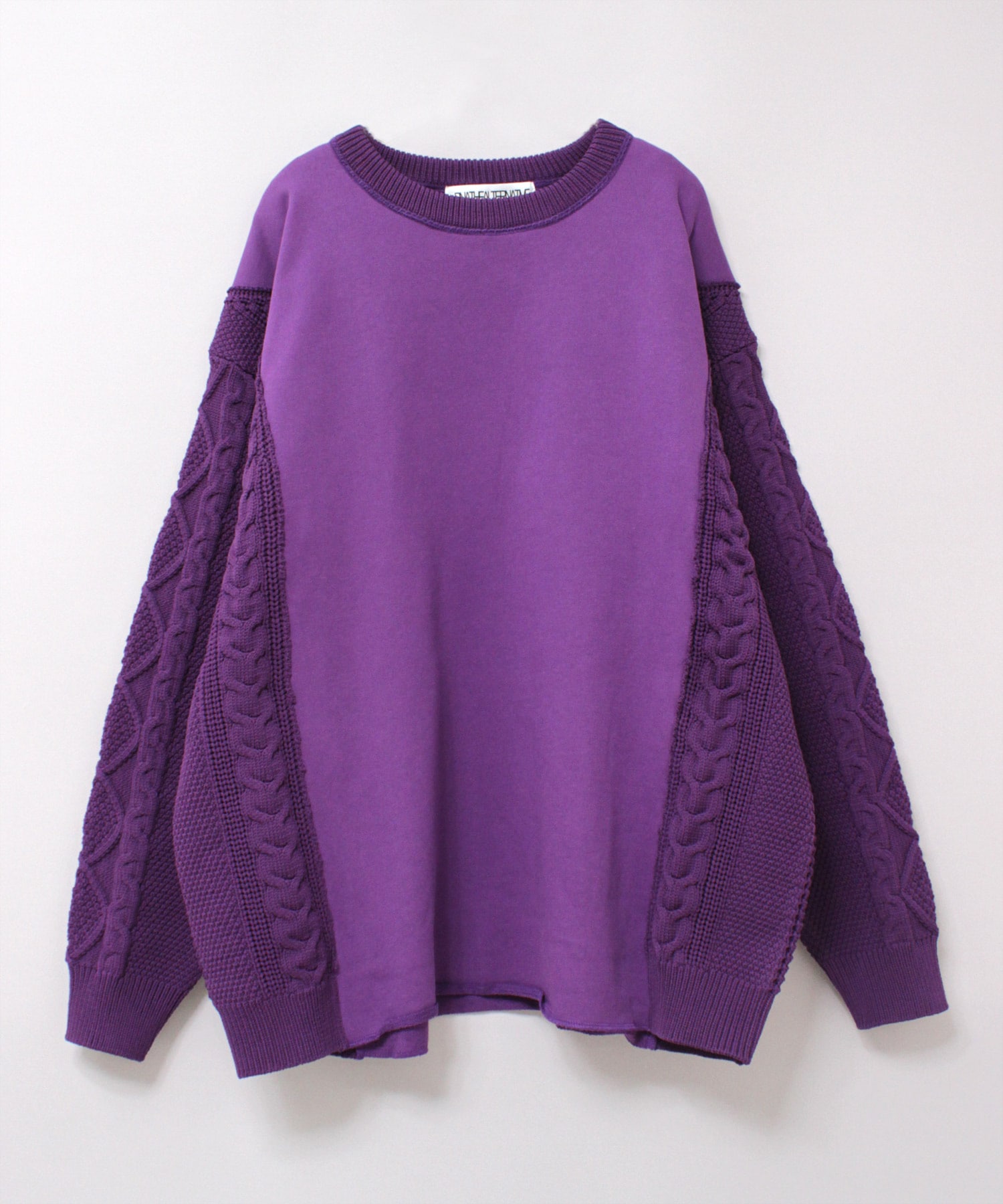 K2710 アランニットコンビ裏毛プルオーバー(M ブラック): トップス