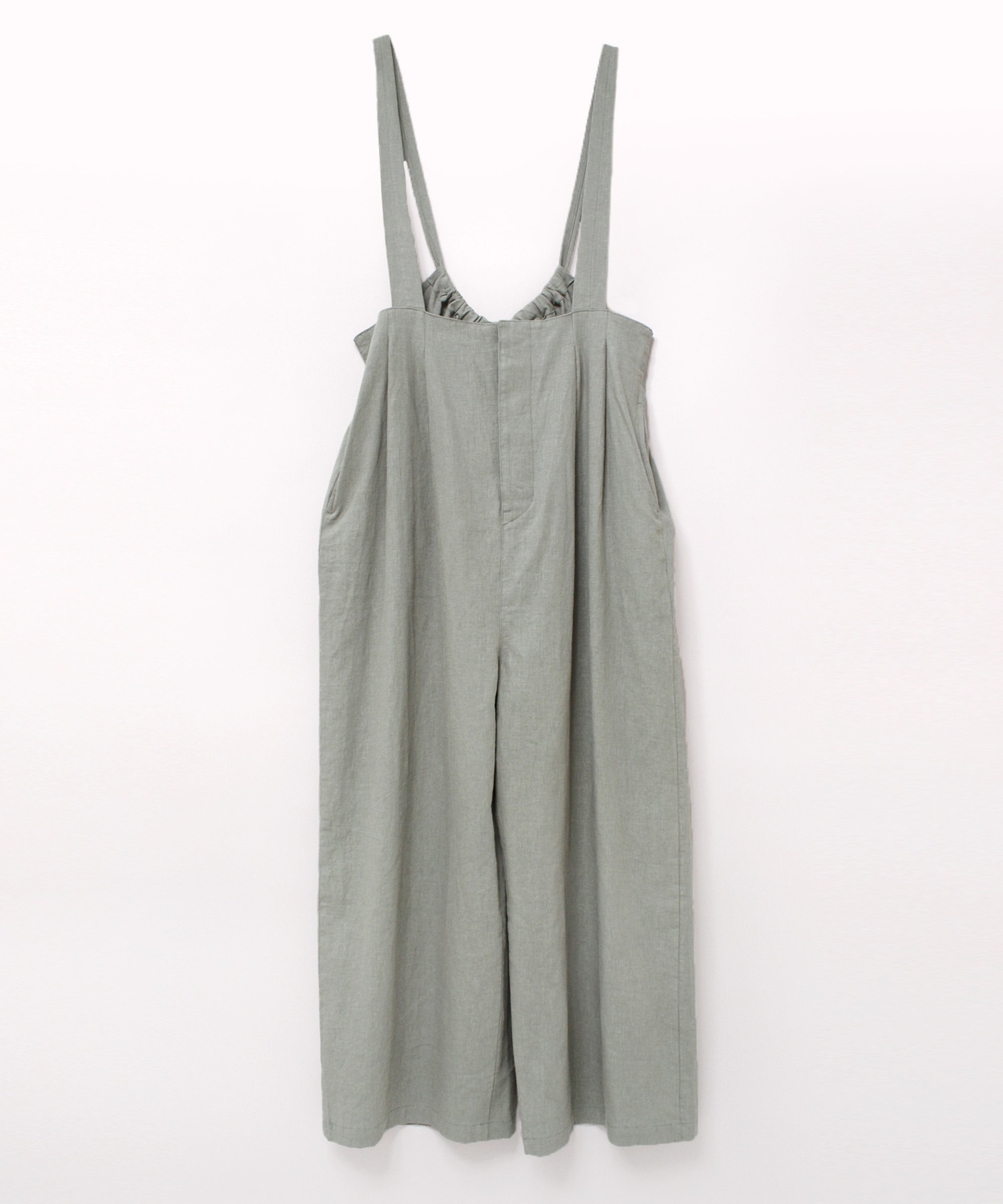 O0714 レーヨンリネンサロペット(M アーミーグレー): オールインワン