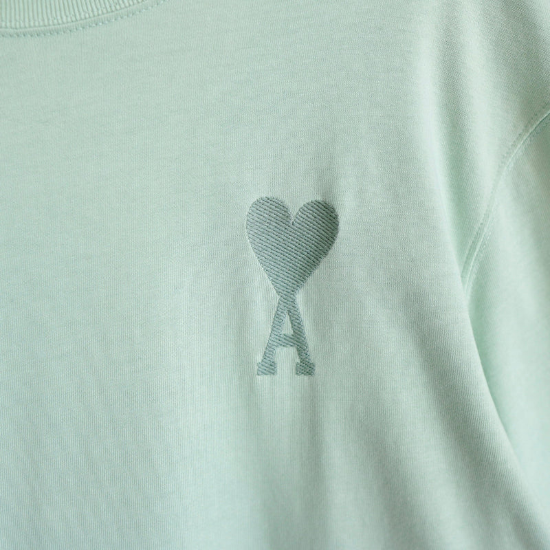 アミ パリス アミパリ ハートロゴ刺繍 Tシャツ ロゴ刺繍 ミント