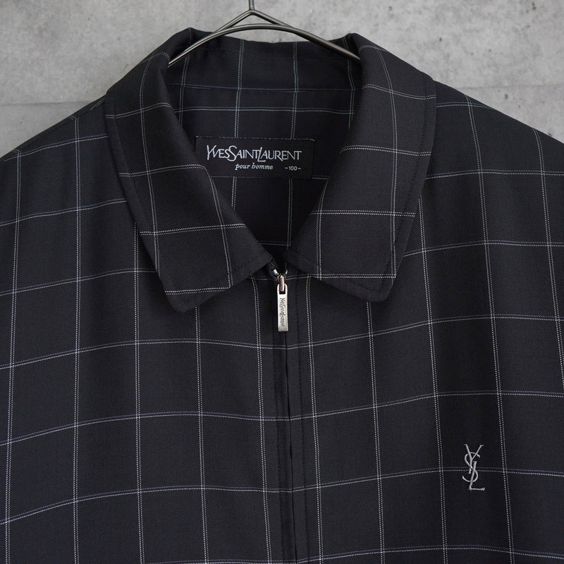 イブ サンローラン ヴィンテージ YSLロゴ ブルゾン チェック柄 薄手