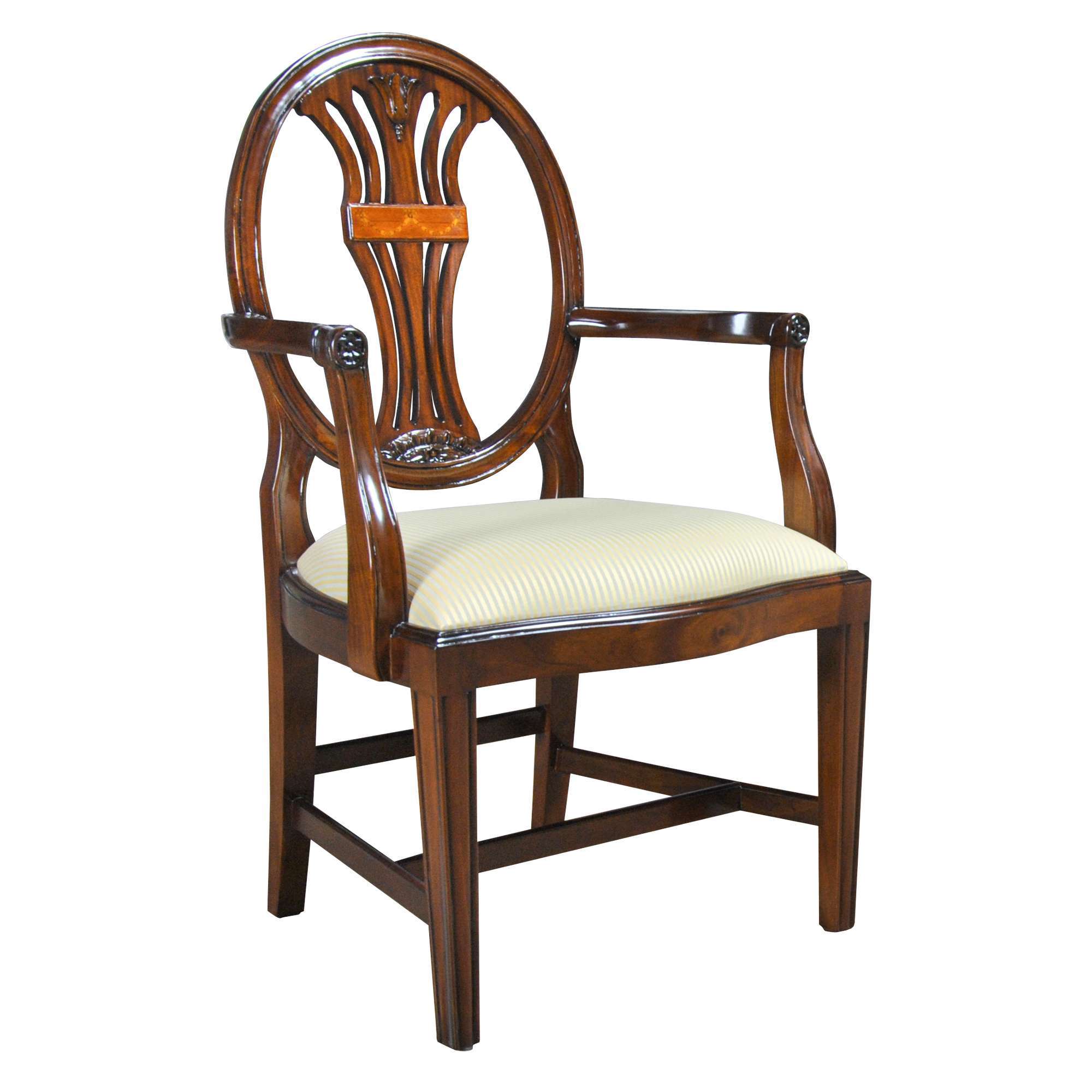 Oval Back Inlaid Arm Chair, Niagara Furniture, solid mahogany