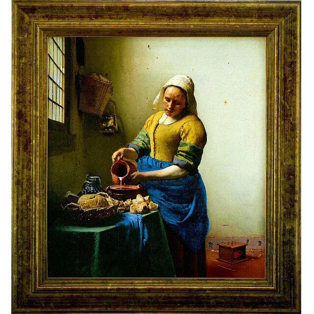 フェルメール「牛乳を注ぐ女」彩美版 複製画 ラピスラズリ手彩色