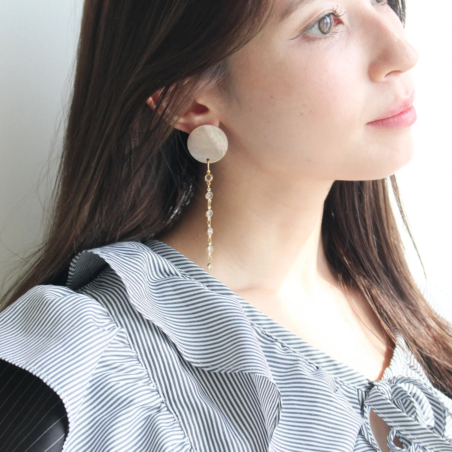 シェルストーンピアス/イヤリング（ピンクブラウン） – niita/ニータ