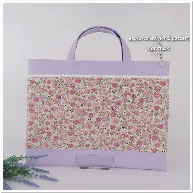 入園入学グッズ 3点セット【花柄・パープル 】 レッスンバッグ・上履き