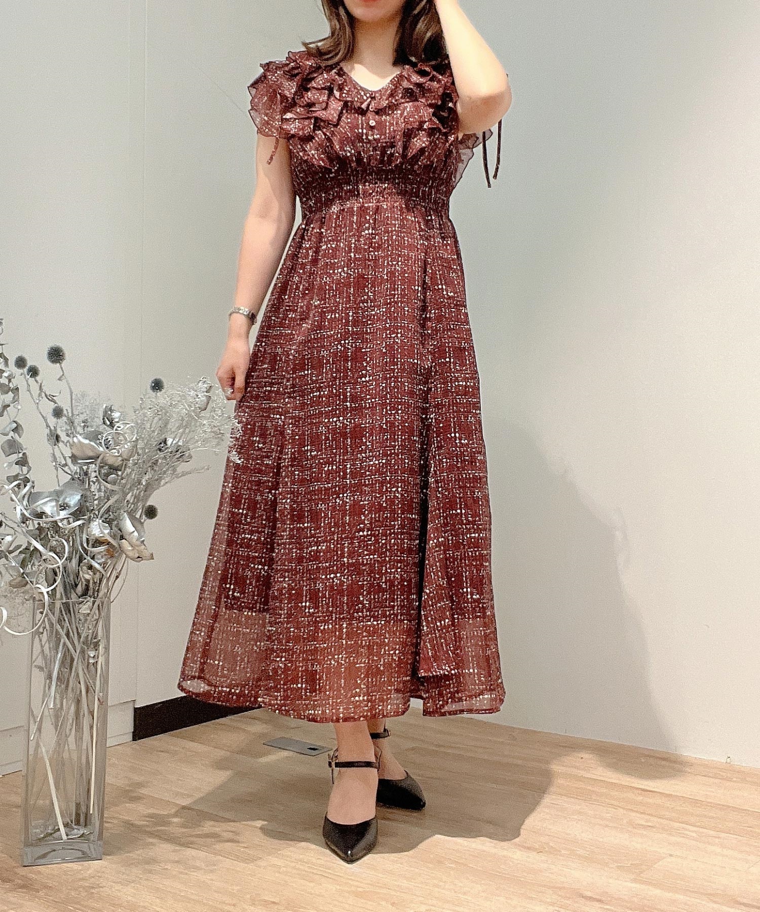 フリルバイカラーワンピース | ロングワンピース | NOELA OFFICIAL WEB