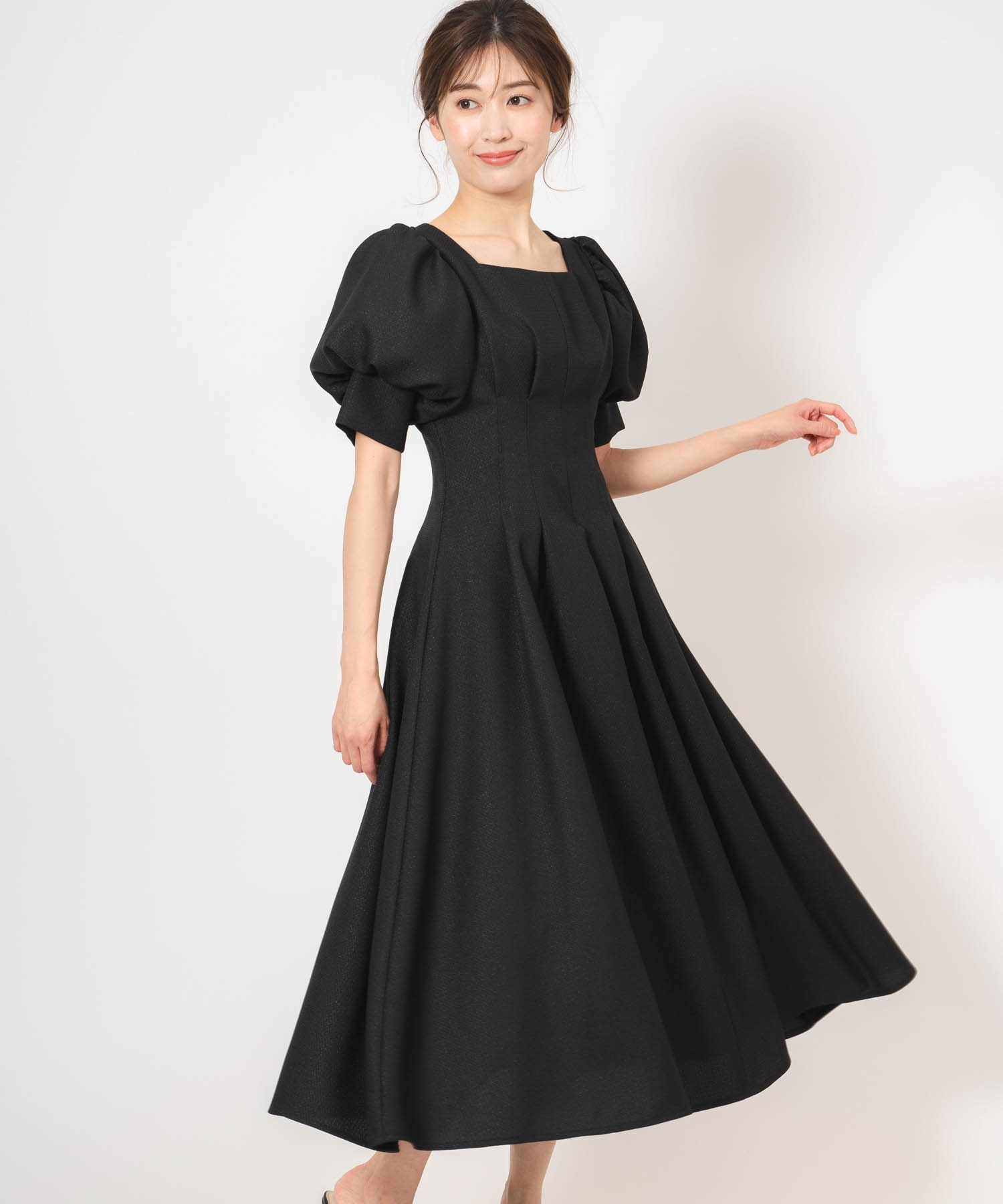 ボリュームスリーブウエストタックワンピ | ロングワンピース | NOELA