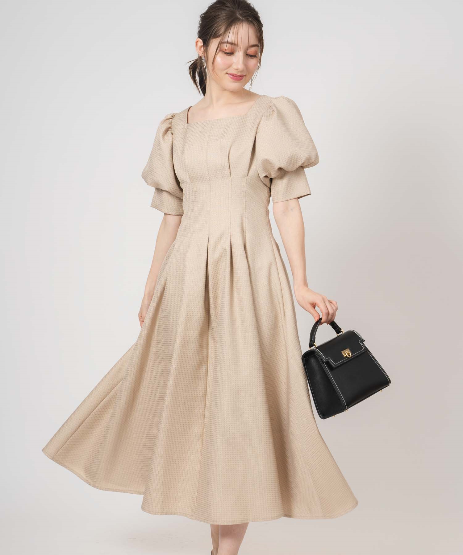 ボリュームスリーブウエストタックワンピ | ロングワンピース | NOELA