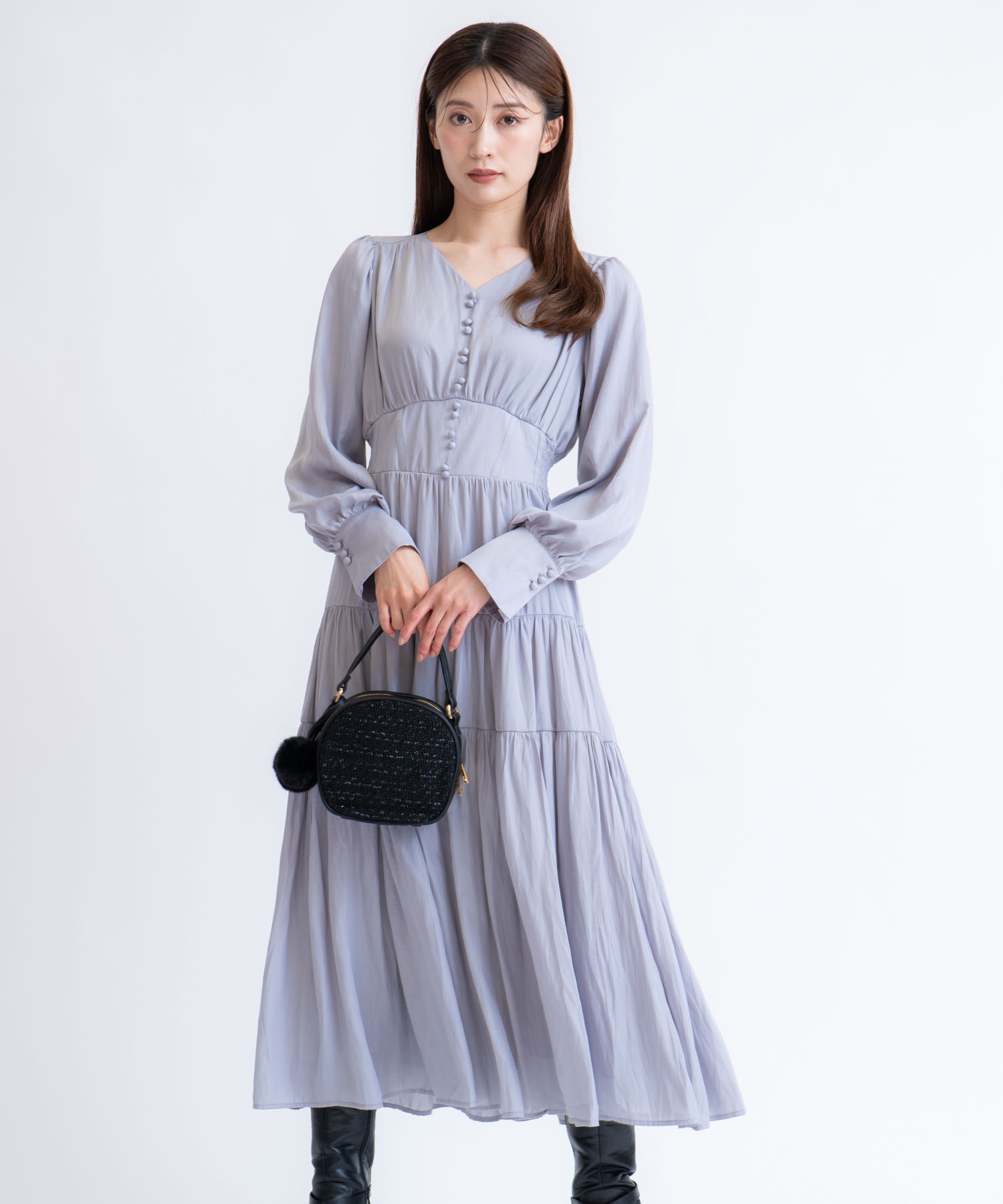 ティアードサテンワンピース | ロングワンピース | NOELA OFFICIAL WEB