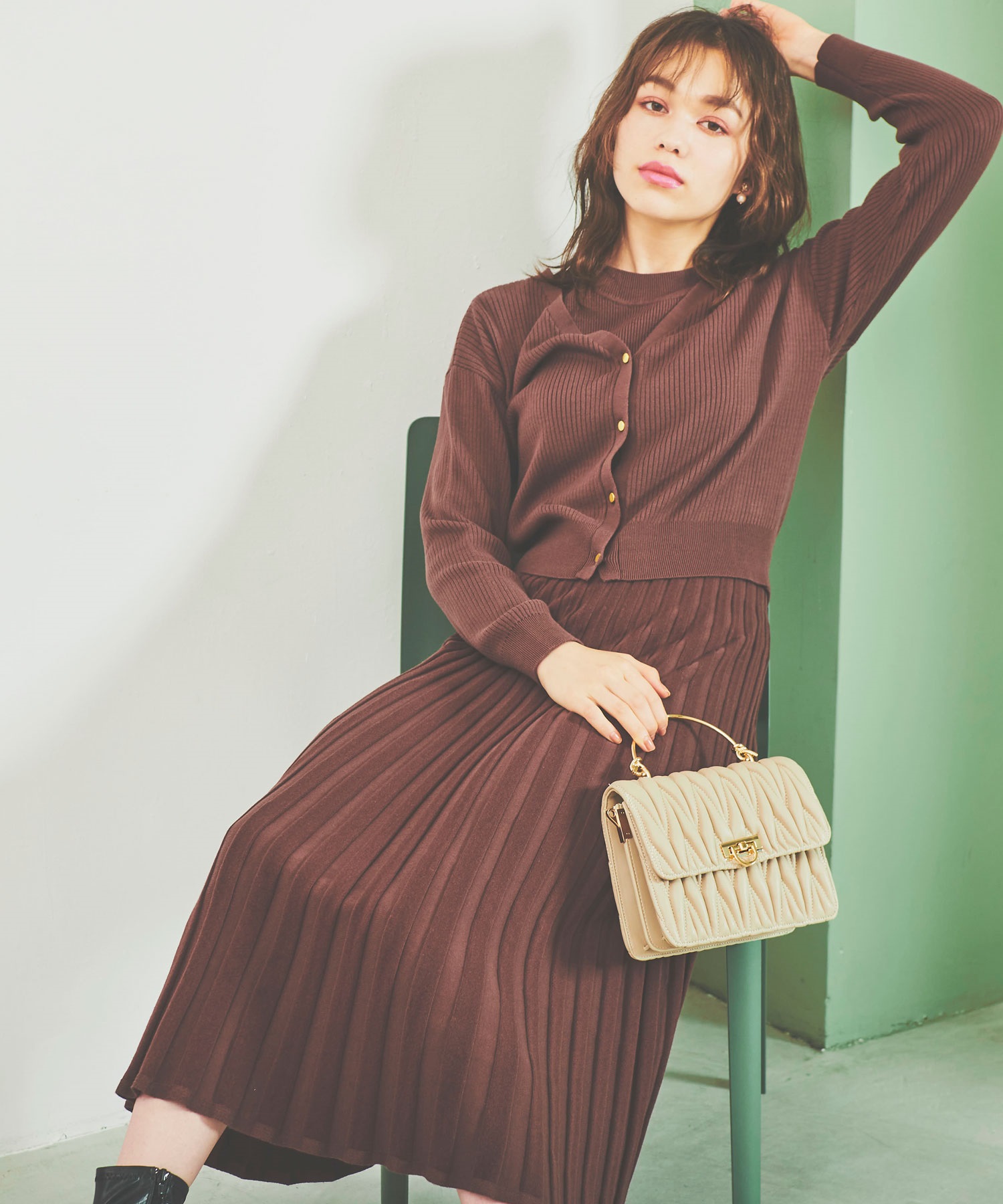 カーデセットリブニットワンピース | ニットワンピース | NOELA