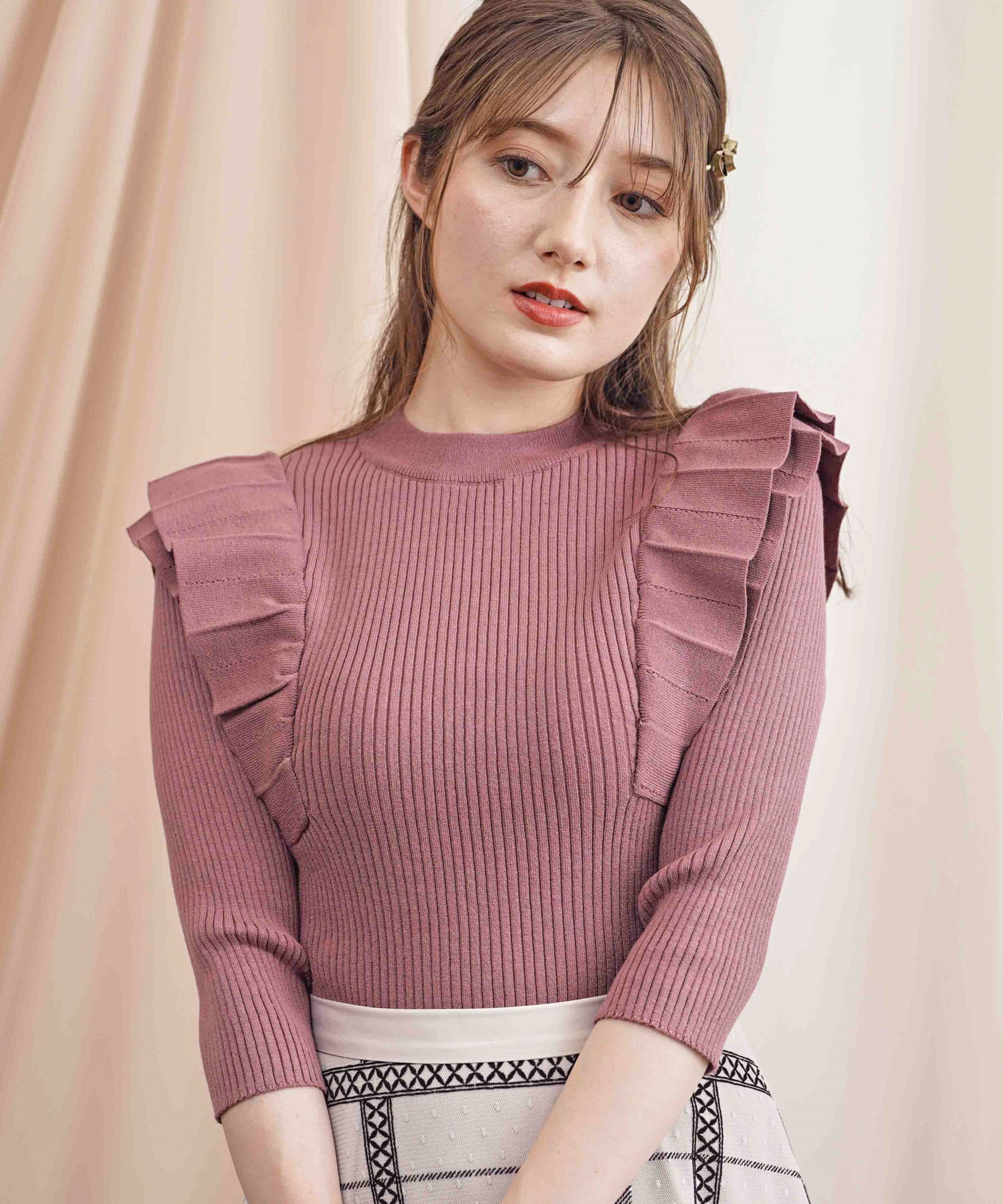 ショルダーフリルリブニット | ニット | NOELA OFFICIAL WEB STORE