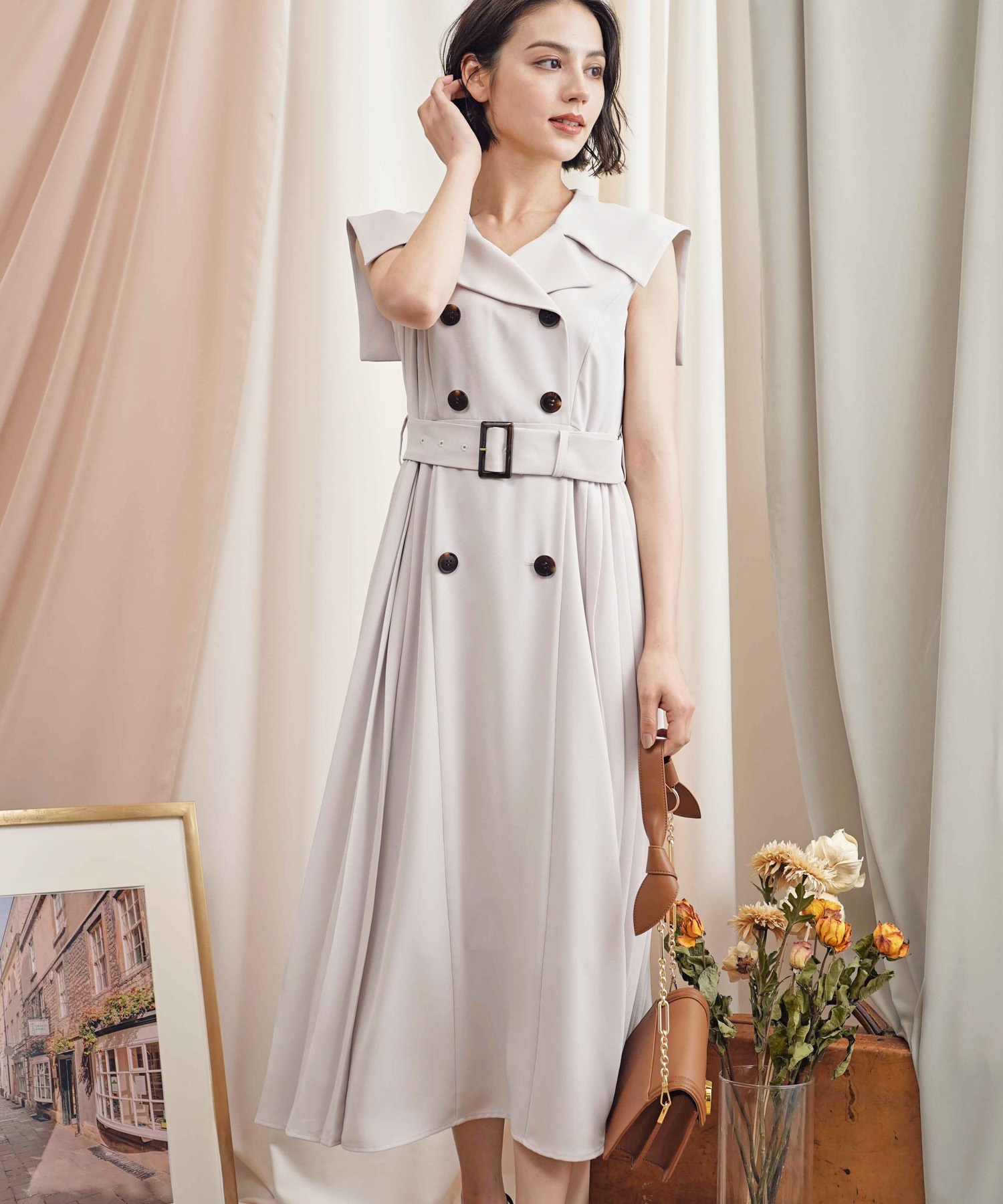 サイドプリーツトレンチ風ワンピ | ロングワンピース | NOELA OFFICIAL