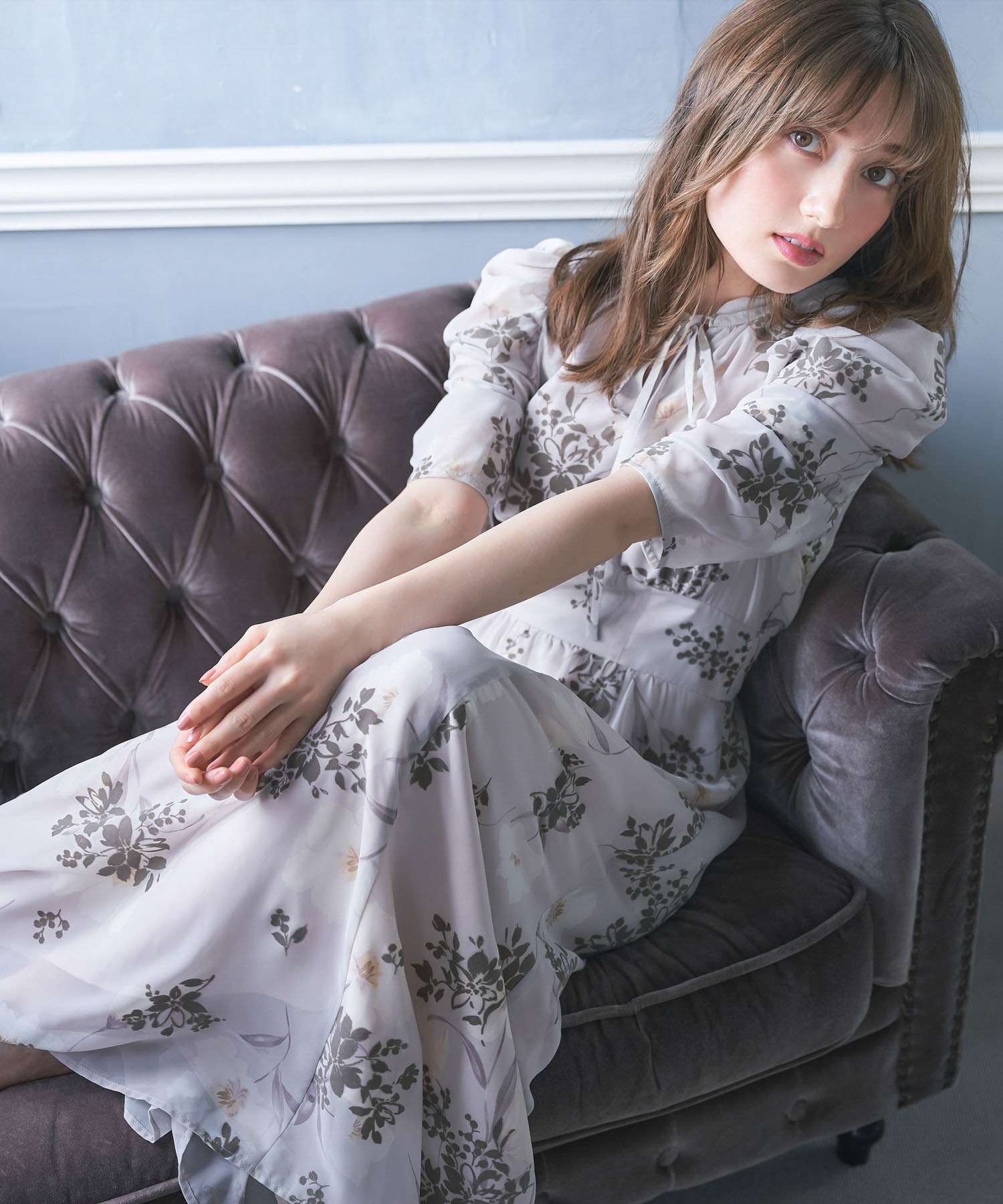 フロッキーフラワーワンピース | ロングワンピース | NOELA OFFICIAL