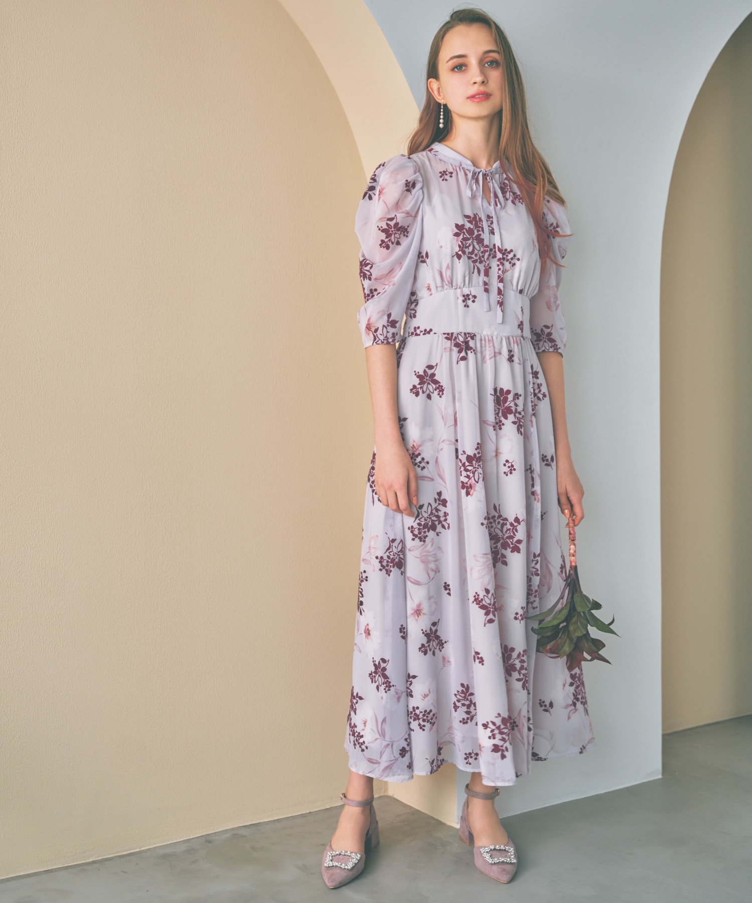 フロッキーフラワーワンピース | ロングワンピース | NOELA OFFICIAL