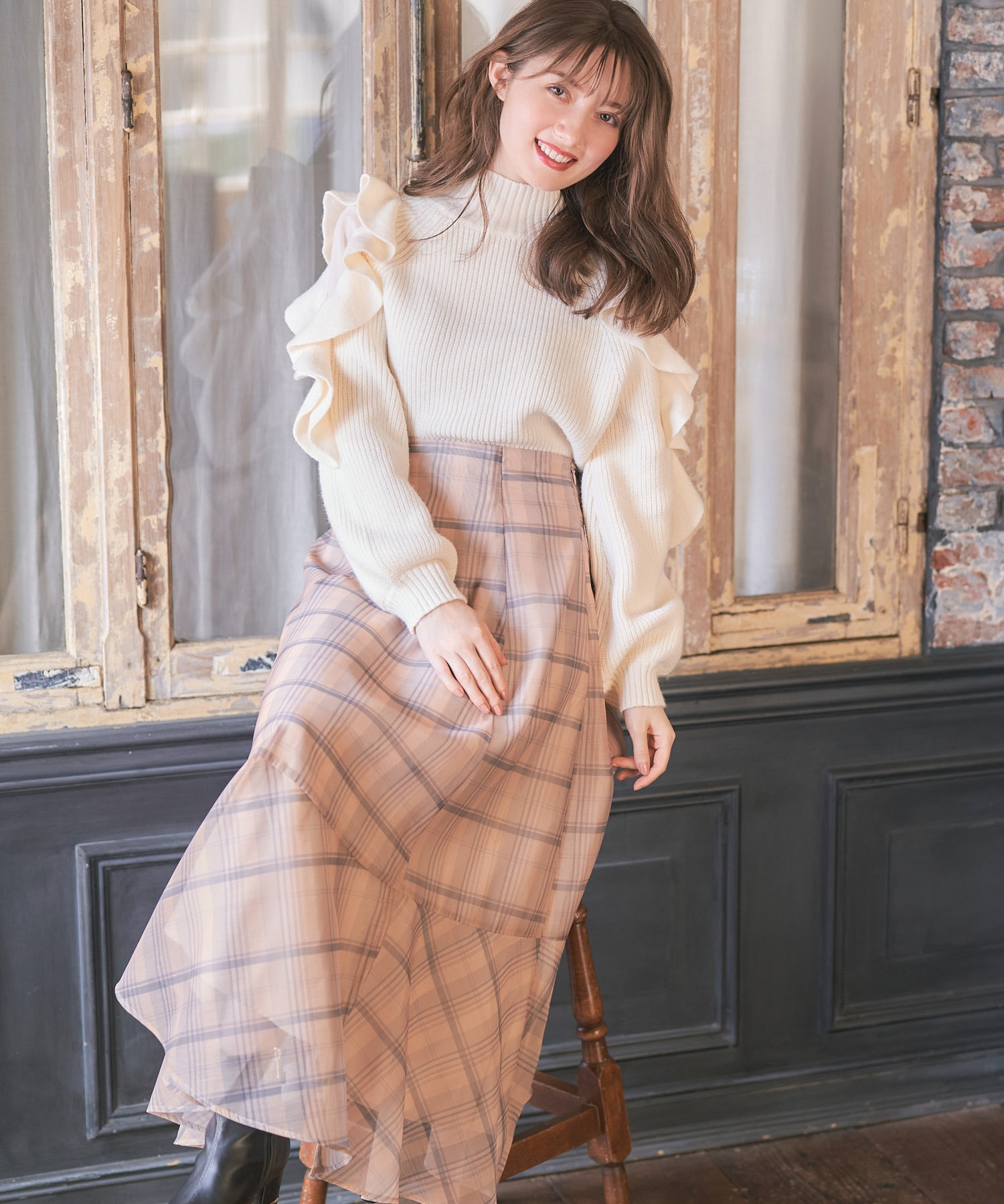 WEB限定】シアーチェックスカート | タイトスカート | NOELA OFFICIAL