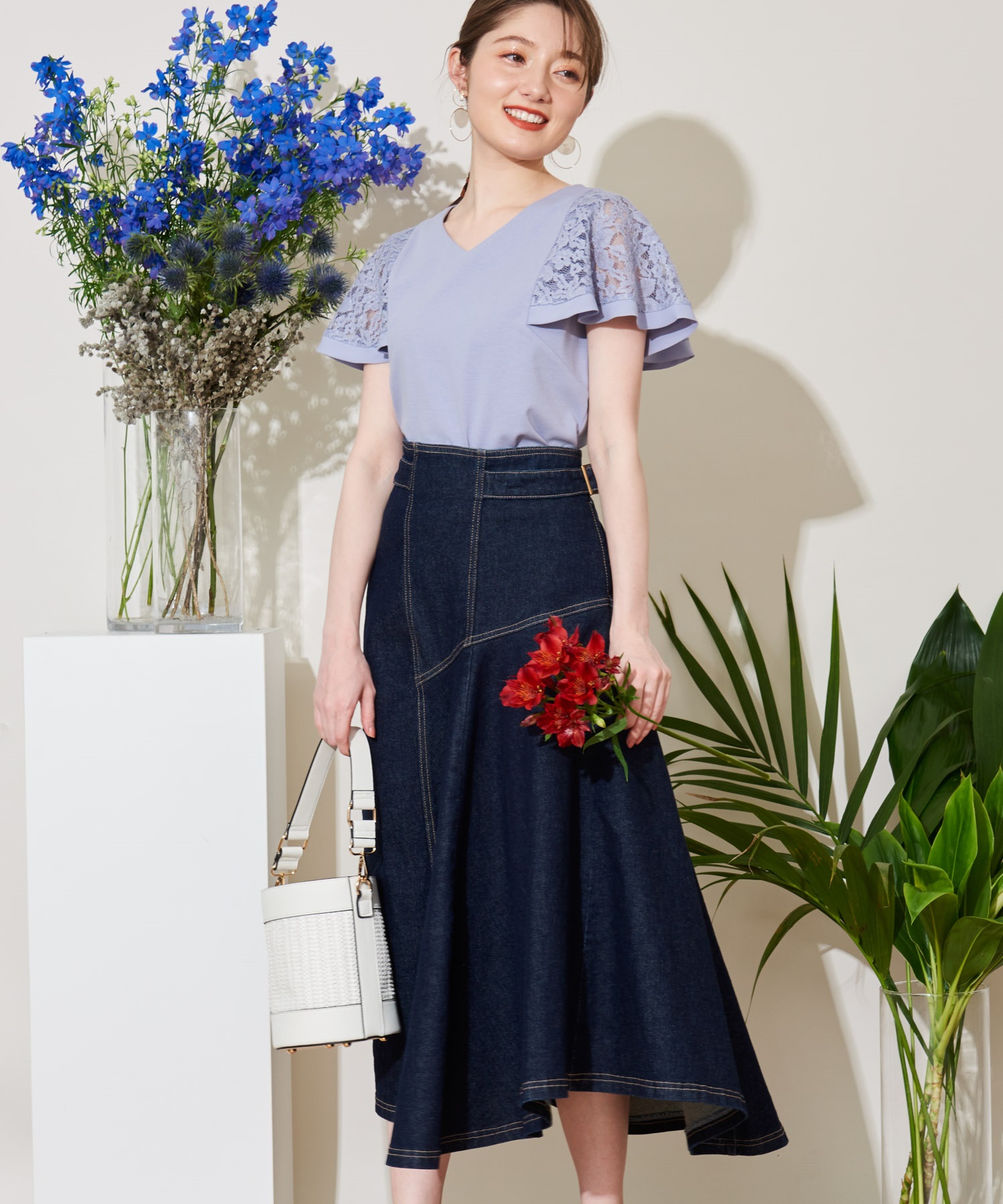 アシメフレアハイウエストデニムスカート | フレアスカート | NOELA