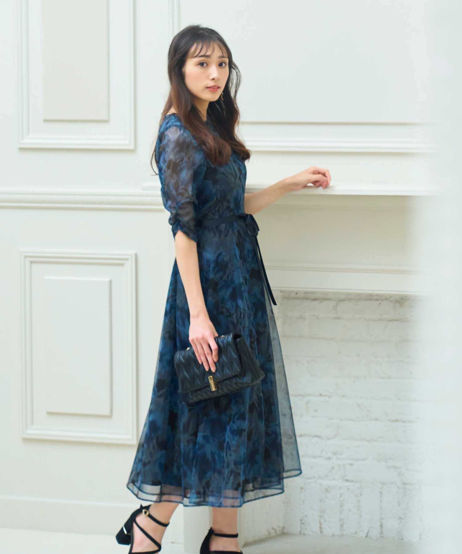 渡辺梨加コラボ】メッシュ花柄ワンピ | ロングワンピース | NOELA