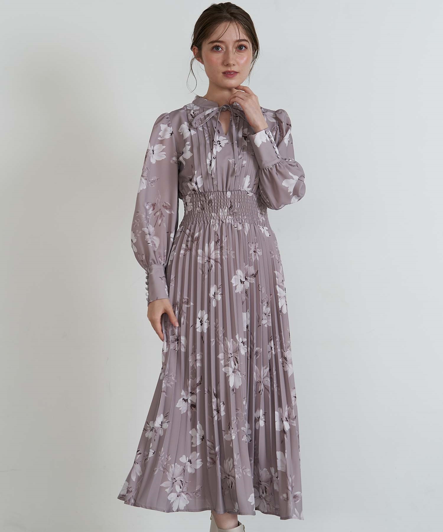 SSサイズあり】フラワープリーツワンピ | ロングワンピース | NOELA