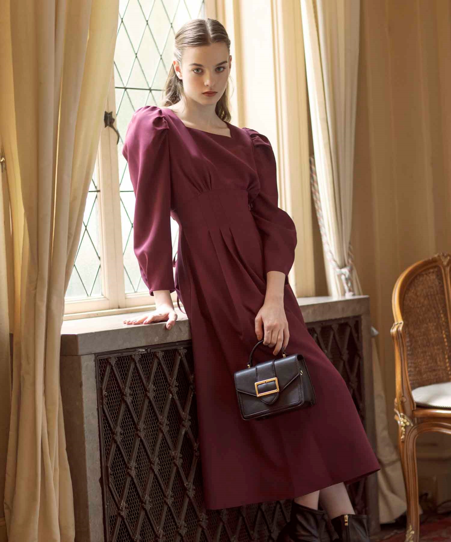 ウエストタックスクエアネックワンピ | ロングワンピース | NOELA