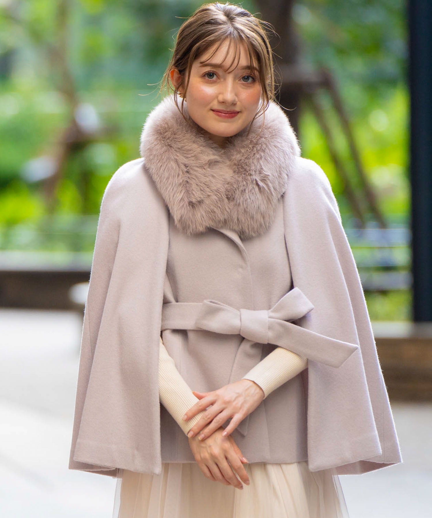 当日発送 Sheller/シェリエ/ケープコート/コート pocket fur cocoon