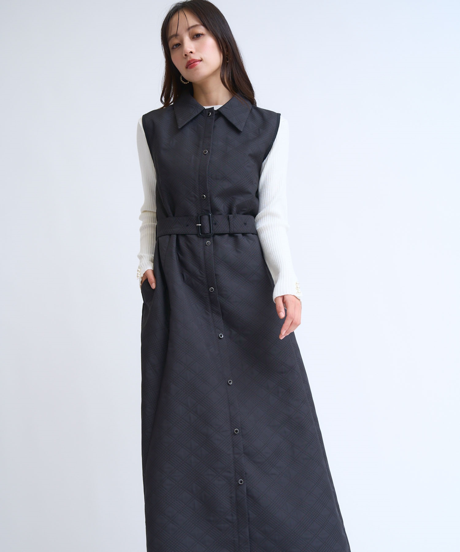 シャツカラージャガードワンピース | シャツワンピース | NOELA