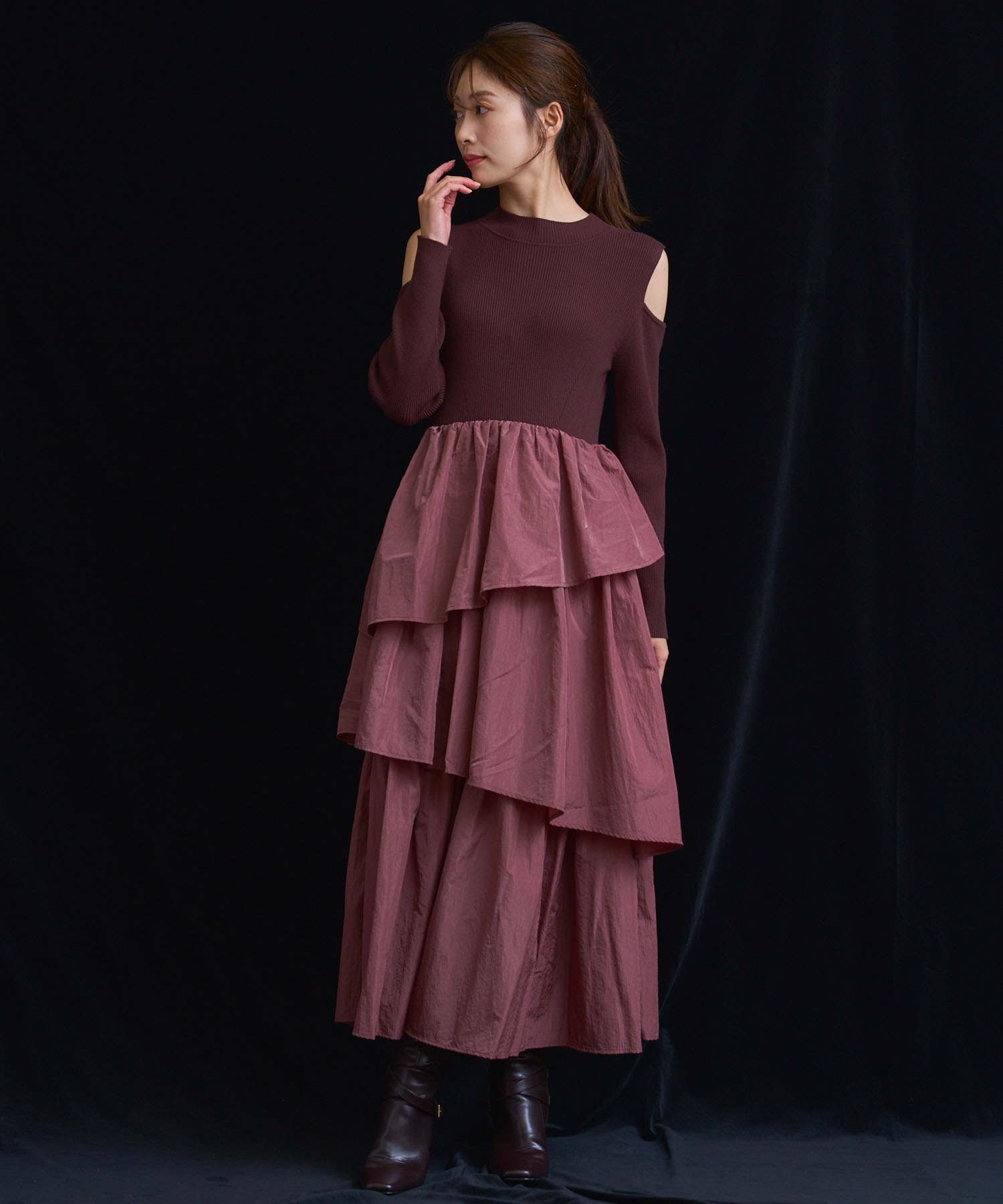 ティアードフリルドッキングワンピース | ロングワンピース | NOELA