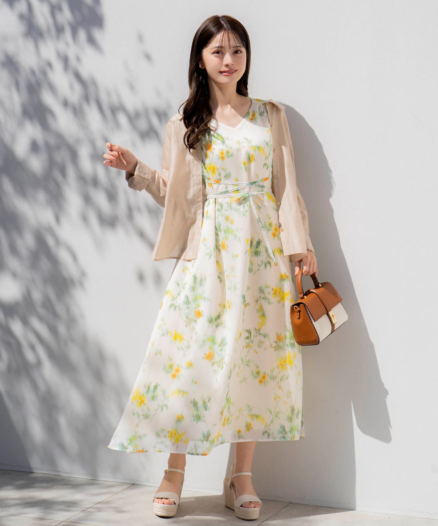 15周年】【SSサイズあり】ぼかしフラワー楊柳ワンピ | ロング