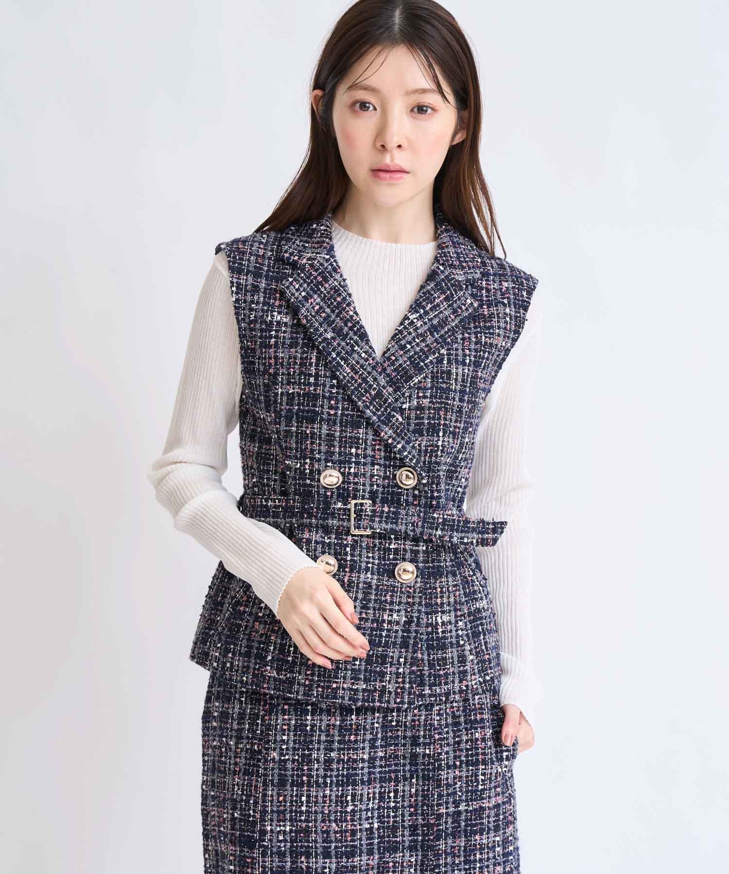 ベルト付きツイードジレ | ジャケット | NOELA OFFICIAL WEB STORE