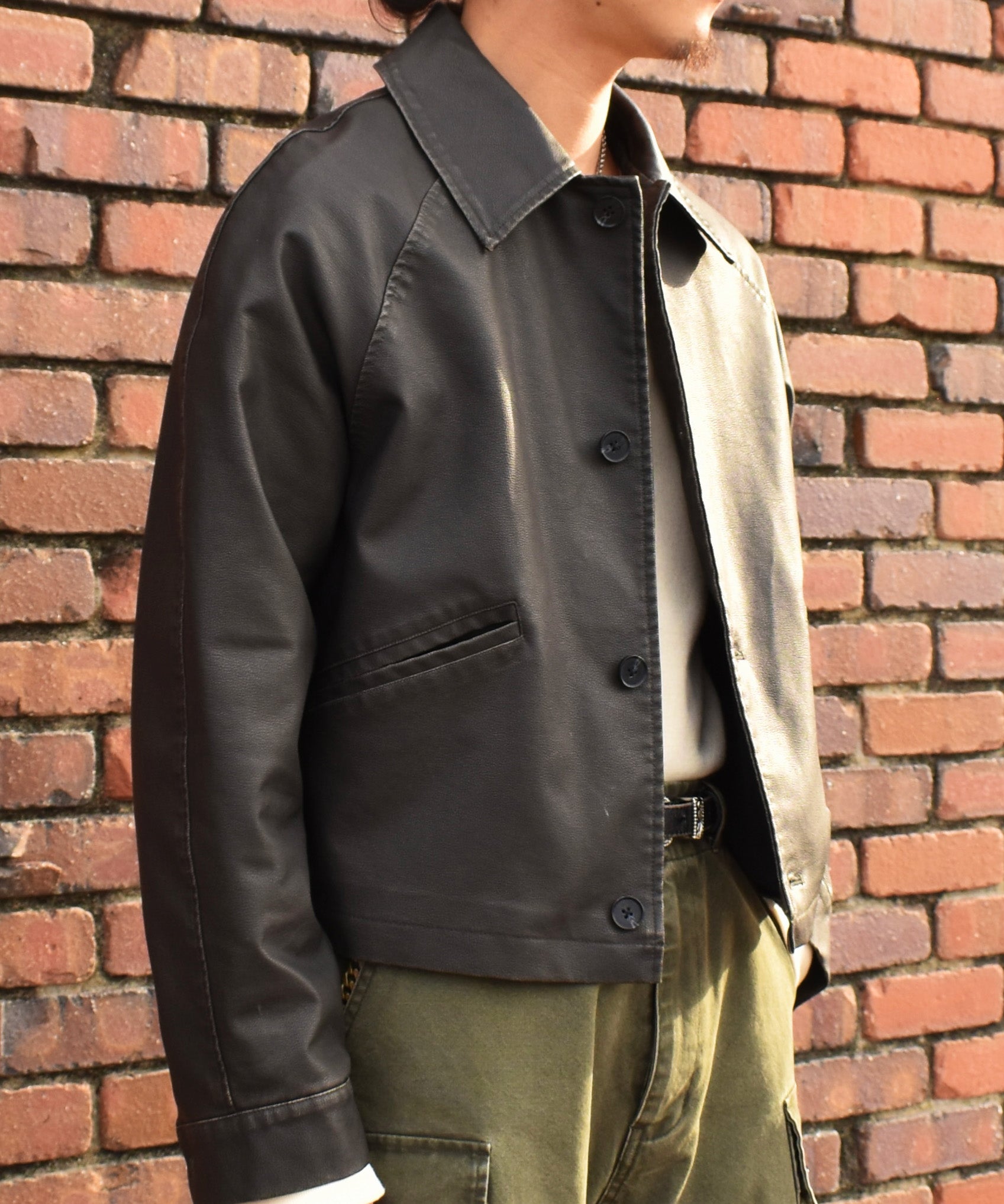 ヴィンテージライクレザージャケット[Black] – Noen