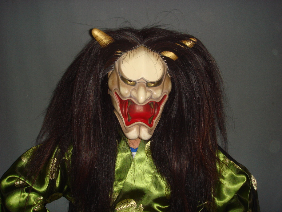 神楽 般若面黒髪付き