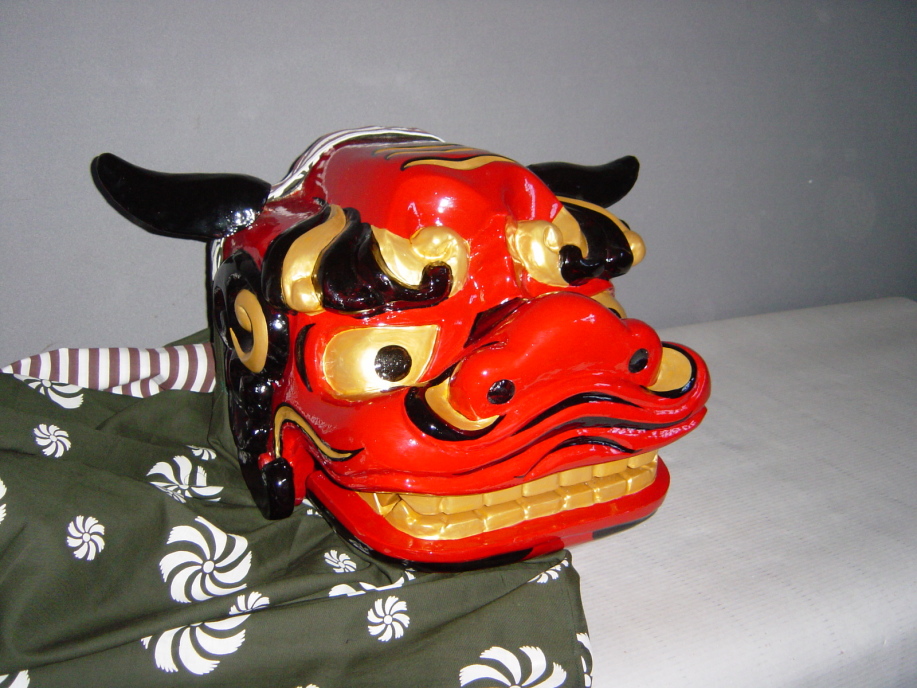七瀬中町神楽保存会獅子頭-獅子舞