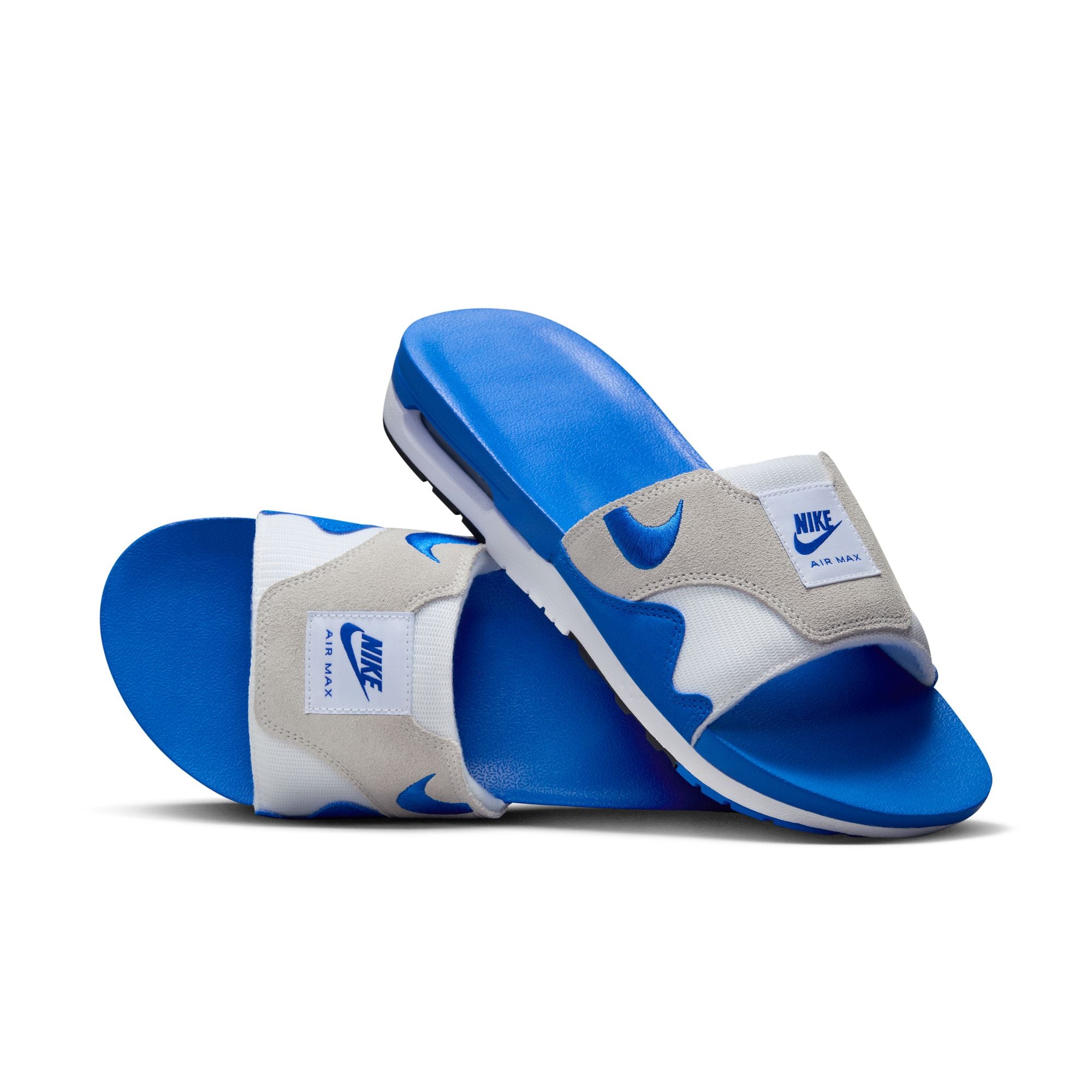 Nike - Men - Air Max 1 Slide - White/Royal Blue/Grey – Nohble