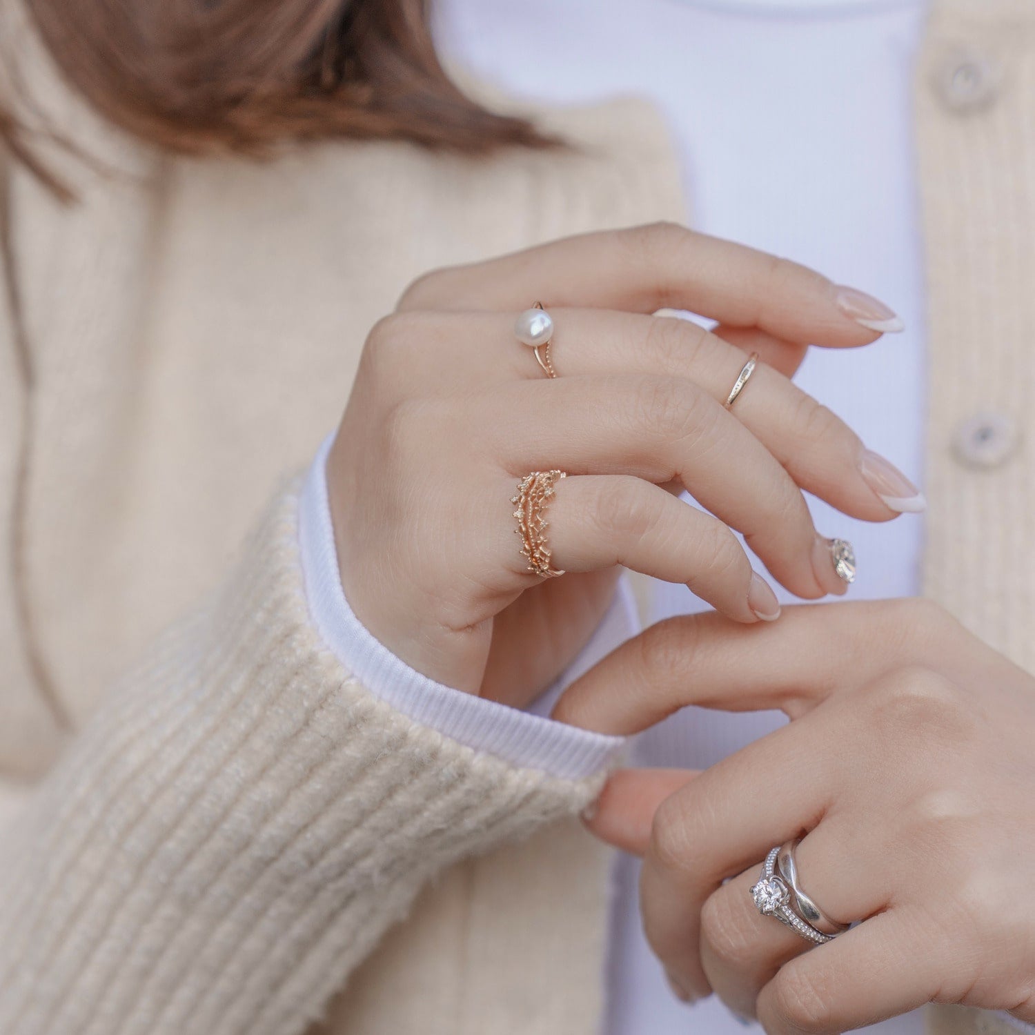 SAORIさんご着用【Pocket Ring】K10パールリング｜リング｜ノジェス