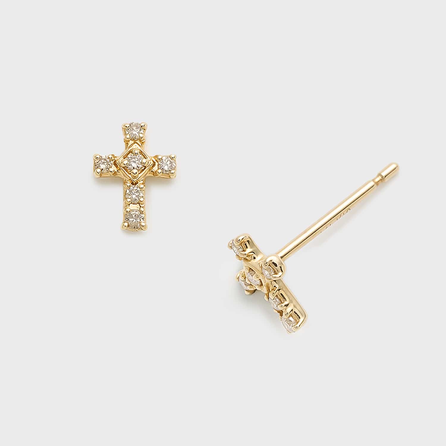 Tiny Motif】K10ダイヤモンドクロスピアス（0.02ct）｜ピアス