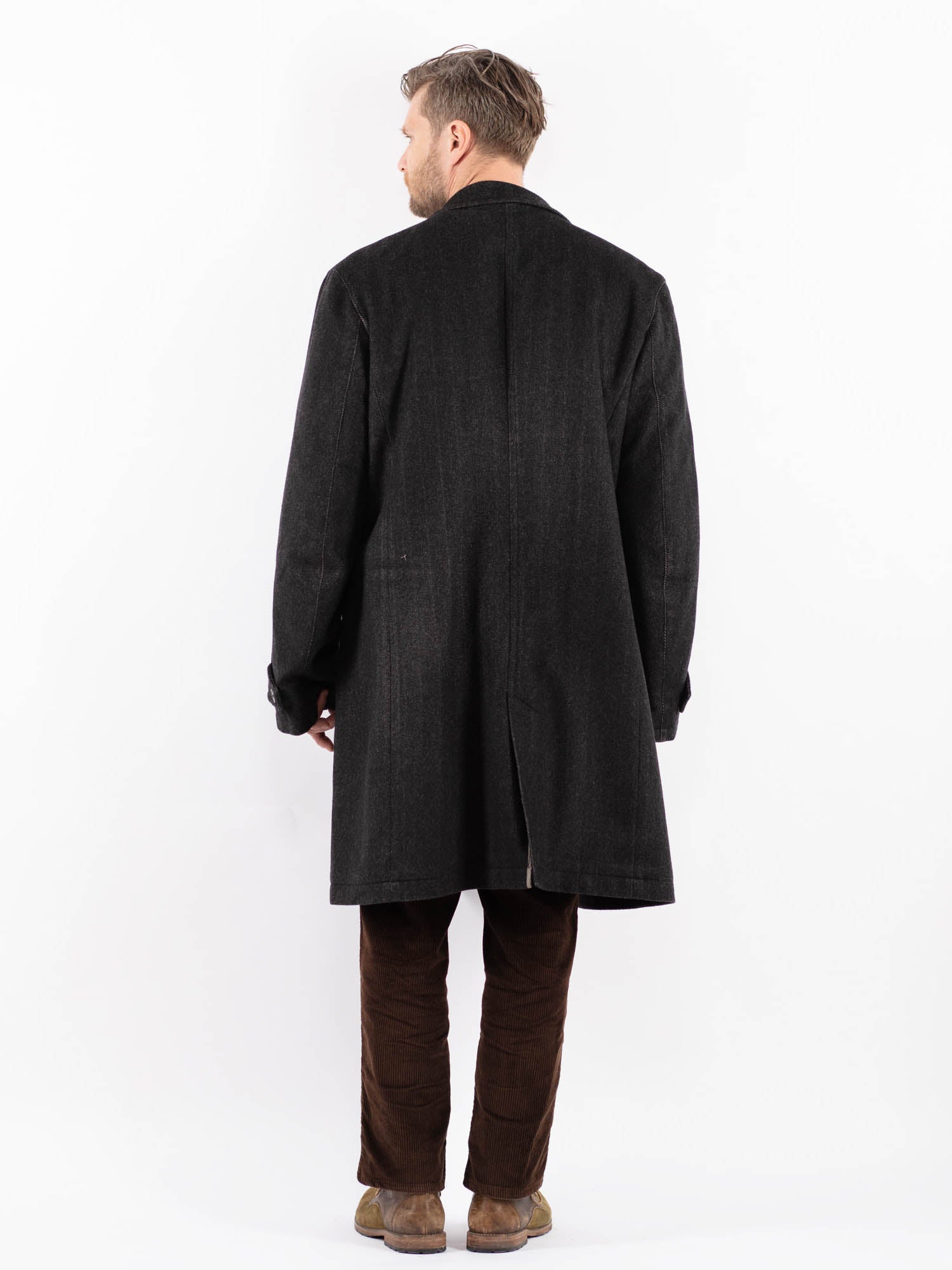 Online Vintage Store | Vintage 90's Men Wool Blend Coat in Gray