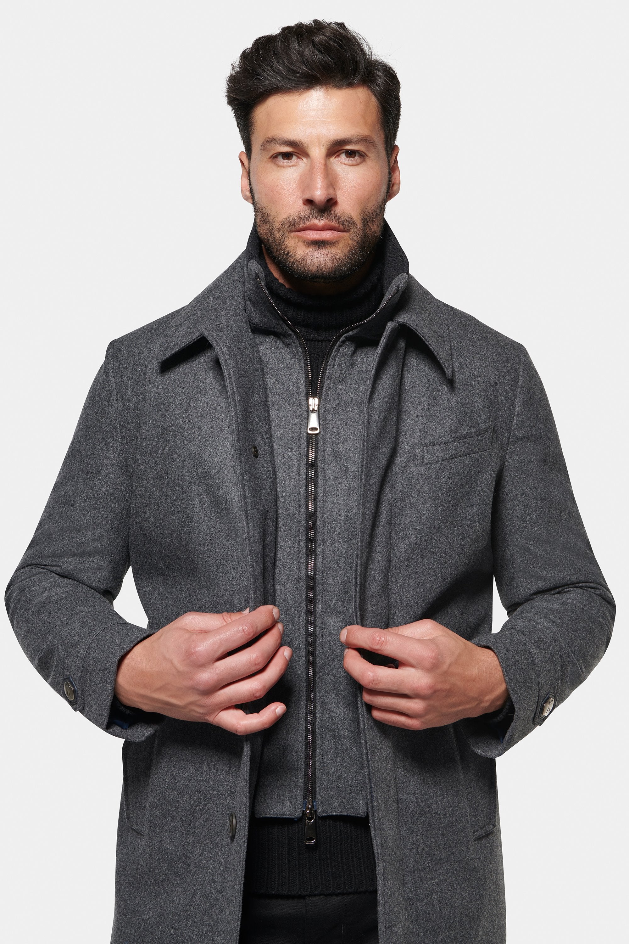 Stretch Wool Euro Coat, Charcoal Melange – Norwegian Wool