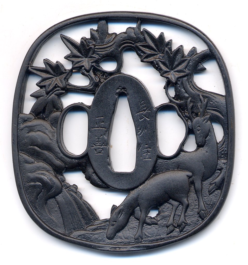 T-079 鍔 鹿と紅葉の通販 - 濃州堂