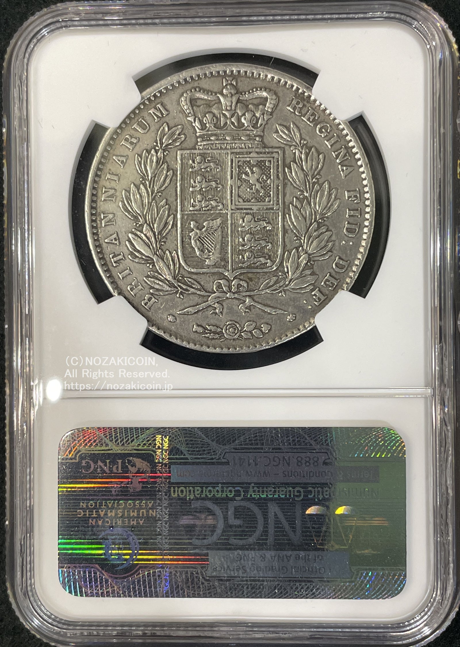 イギリス ヴィクトリア クラウン銀貨 ヤングヘッド 1845年 NGC VF30