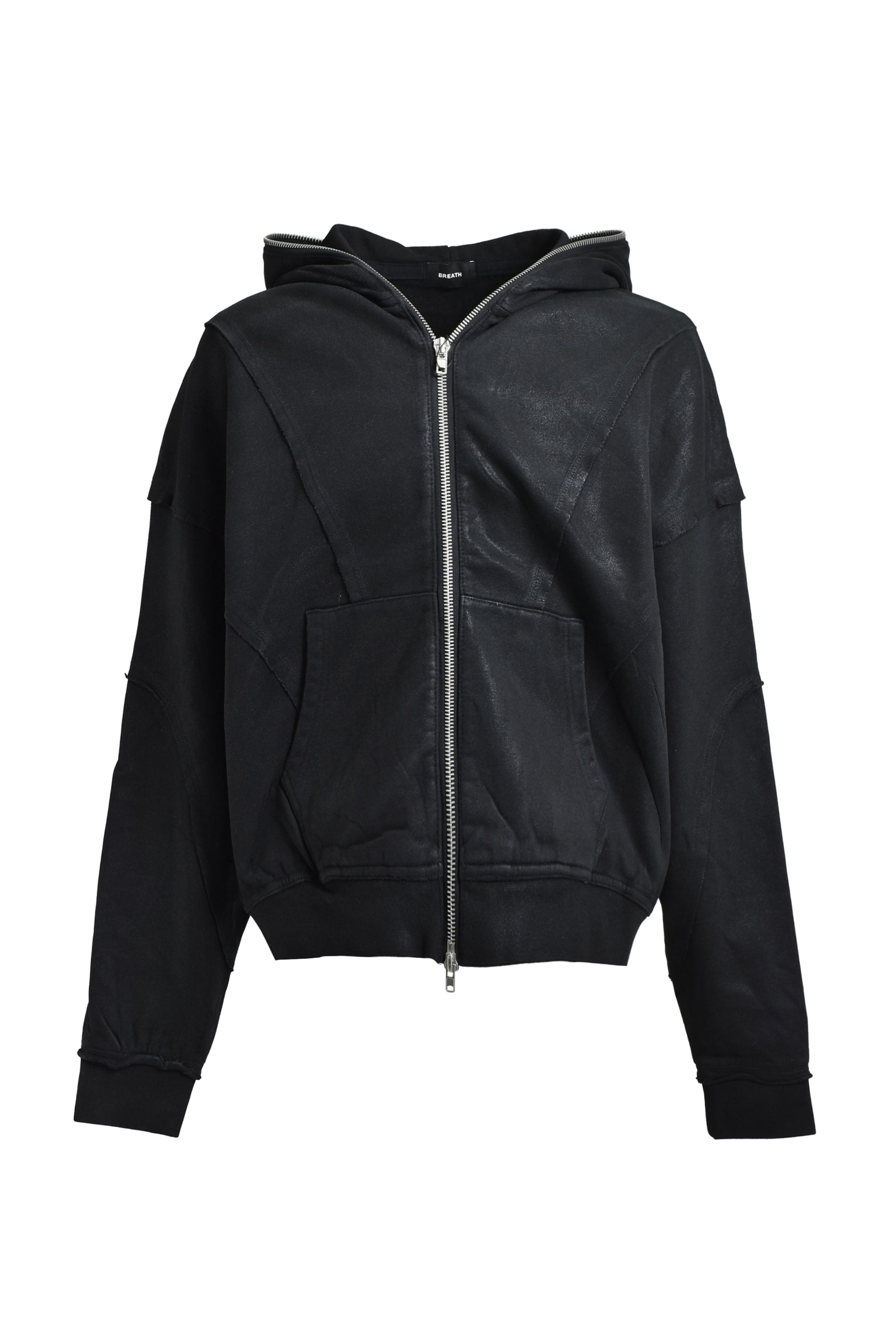 BREATH FW25 COATING ZIP UP HOODIE / BLACK - NUBIAN