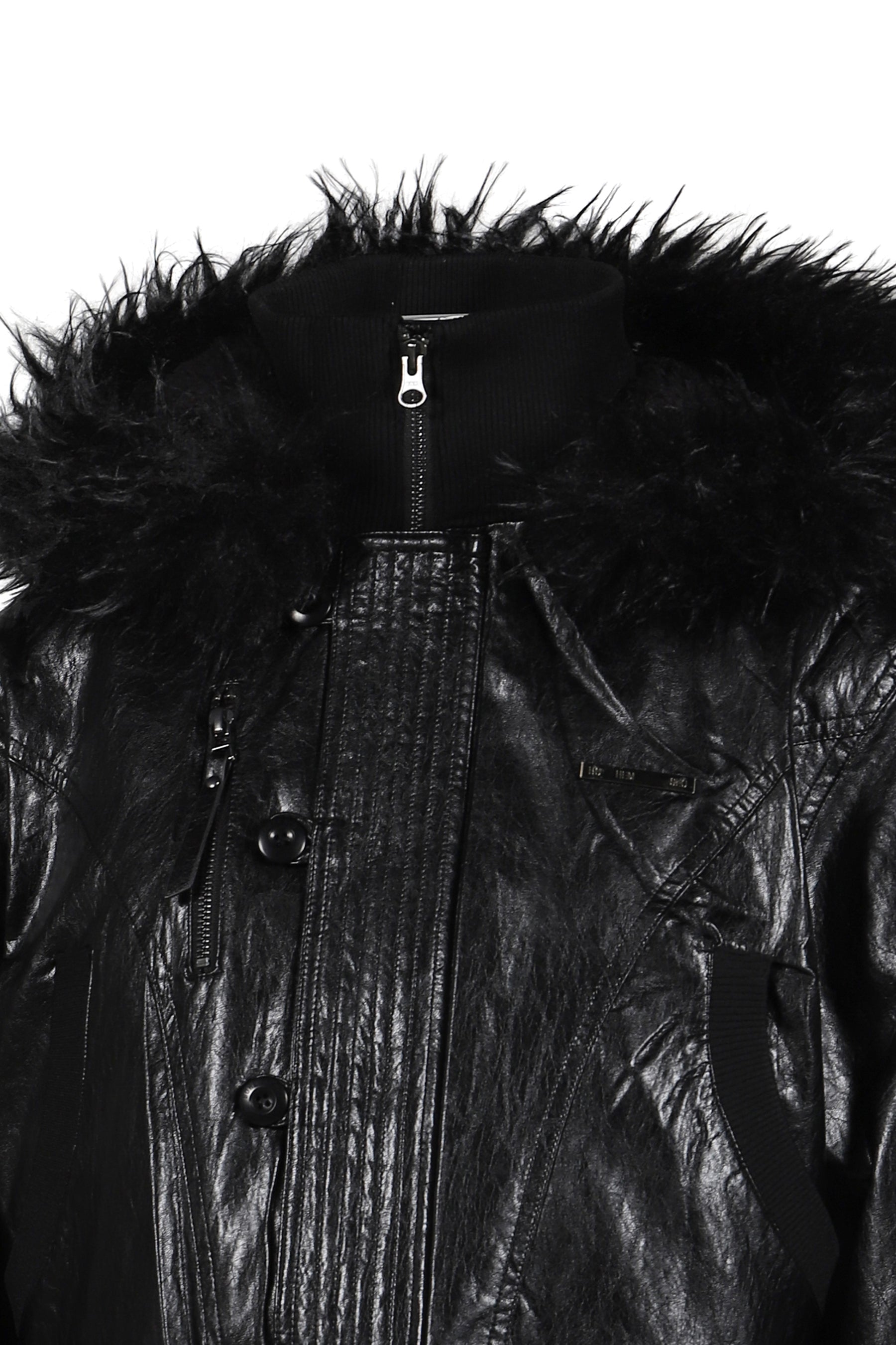 BOHEMSEO ボヘミアンソウル FW25 LEATHER FUR HOOD JUMPER / BLK